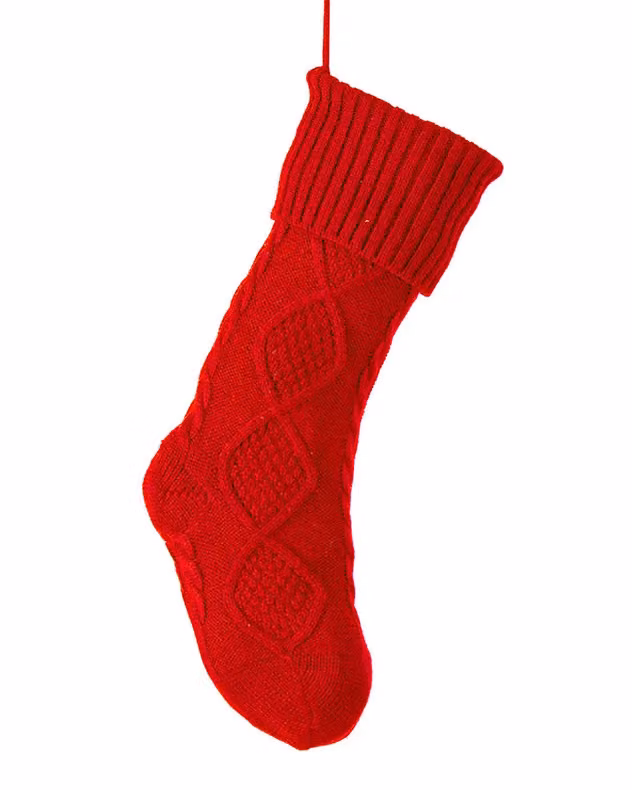 Dibor Set of 4 Traditional Chunky Knit Christmas Stockings in Red, Green, White and Grey – 2