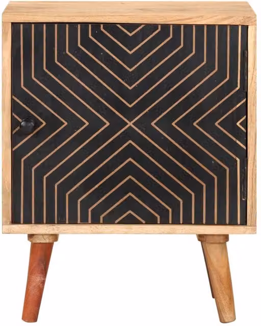 Berkfield Home Bedside Cabinet in Beige Solid Acacia Wood W/D/H: 40 x 30 x 50 cm