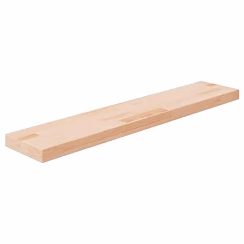 vidaXL Untreated Solid Oak Shelf Board, Brown/Beige, W: 100 cm, D: 20 cm, H: 4 cm