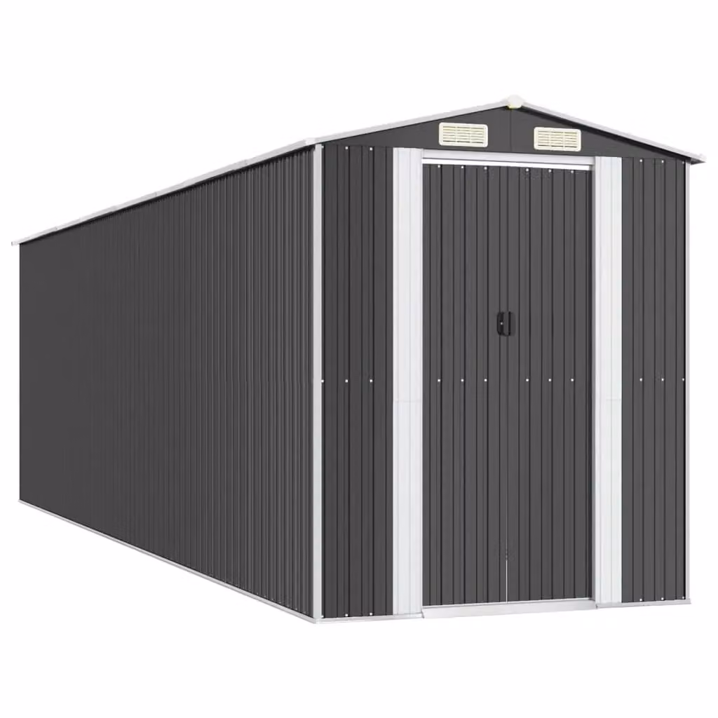 Berkfield Home Anthracite and Black Galvanised Steel Garden Shed with Sliding Gable Doors W/D/H: 192 x 689 x 223 cm – 2