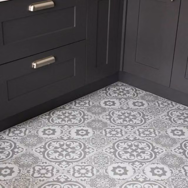 FloorPops Valencia Grey Self Adhesive Mediterranean Tile Look Vinyl Floor Tiles, Pack of 6 (1.12sqm), W: 30.5 cm x D: 60.96 cm – 1