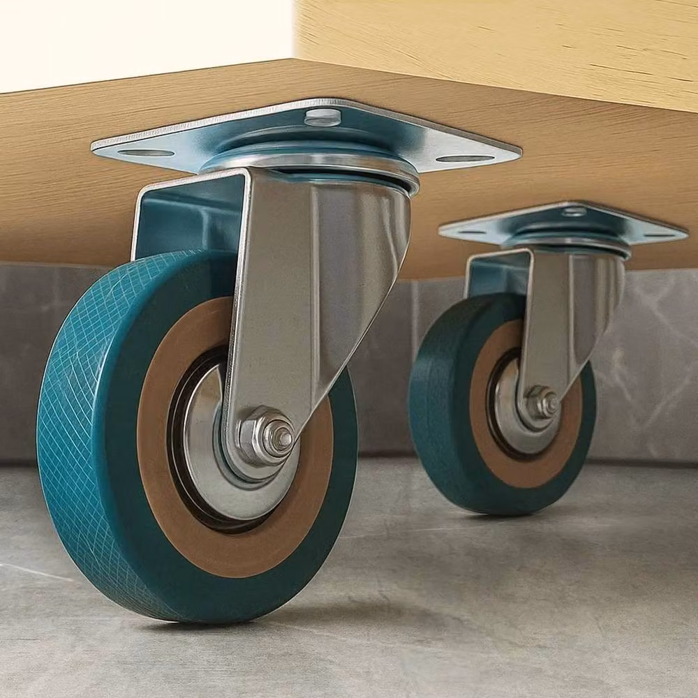 EONLION 4-Piece Green Rubber Swivel Castor Wheels for Trolleys without Brakes – 4
