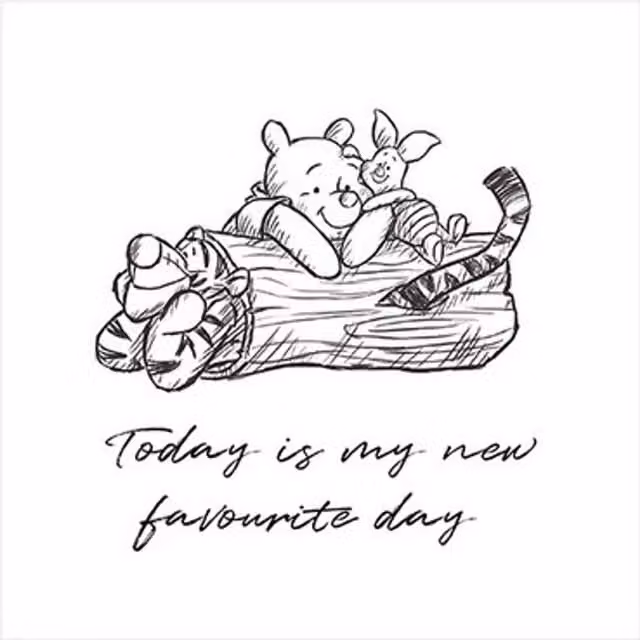 Disney Winnie the Pooh Today Is My New Favourite Day Paper Poster in Black