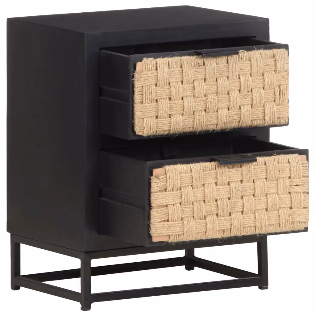 Berkfield Home Bedside Cabinet in Black Solid Mango Wood, W/D/H: 40 x 30 x 50 cm – 3