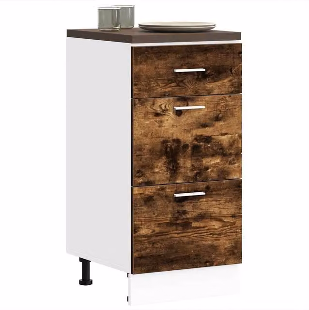 Berkfield Home Smoked Oak Bottom Kitchen Cabinet, Brown, W: 40 cm, D: 46 cm, H: 81.5 cm – 1