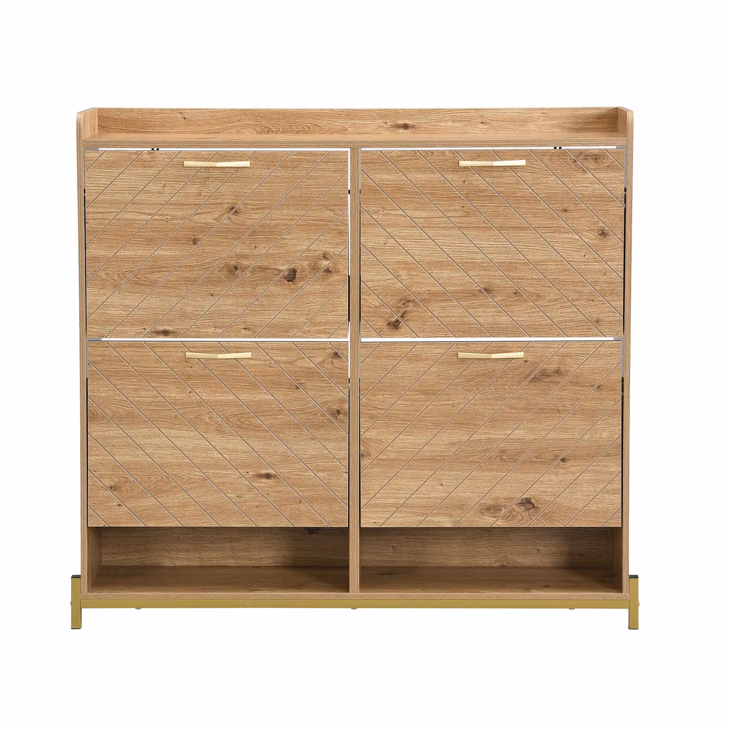 Aosom UK 4-Door Space-Saving Shoe Cabinet in Natural Brown, W/D/H: 108.5 x 24 x 100 cm – 2