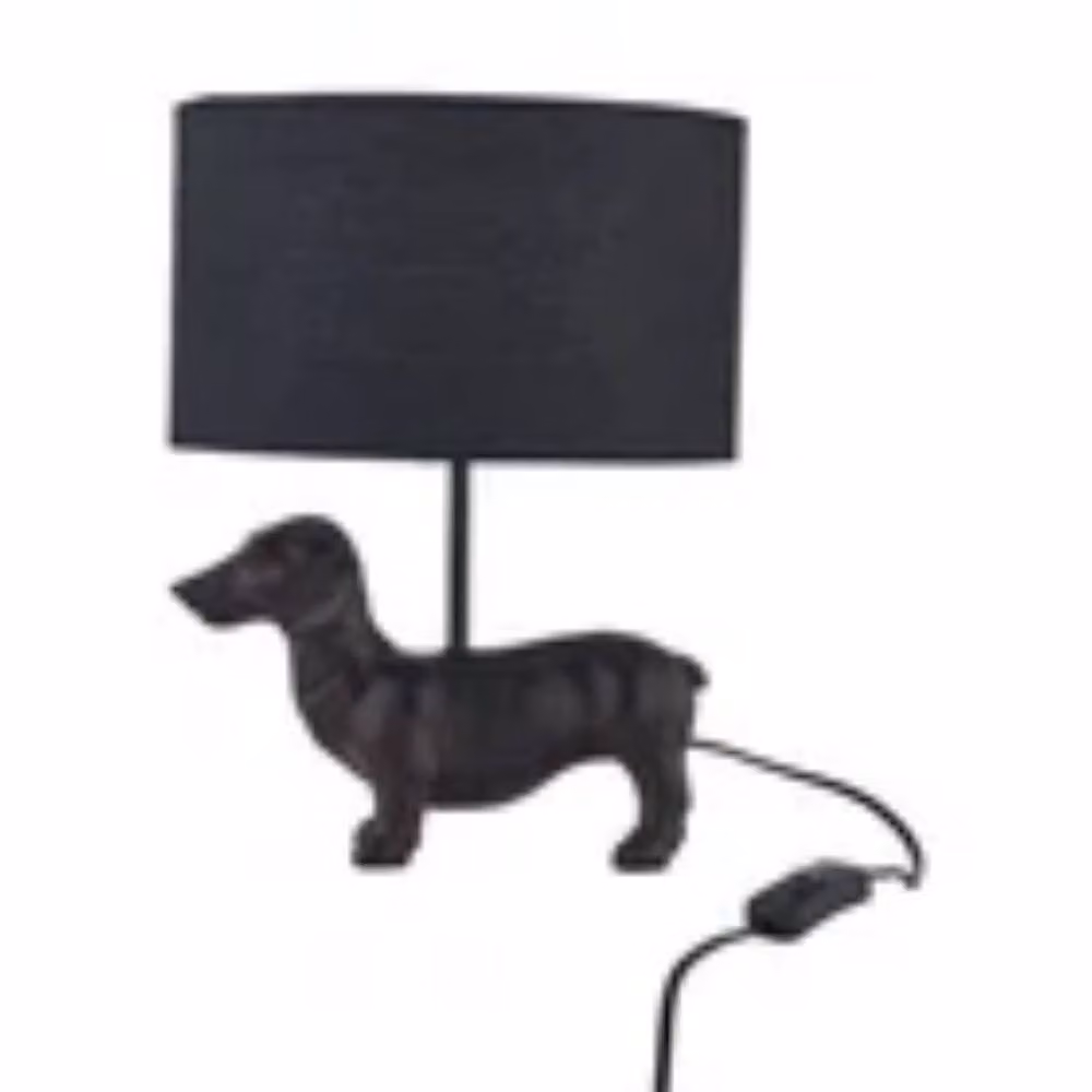 Havendro Dachshund Retro Table Lamp in Black with Fabric Shade – 2