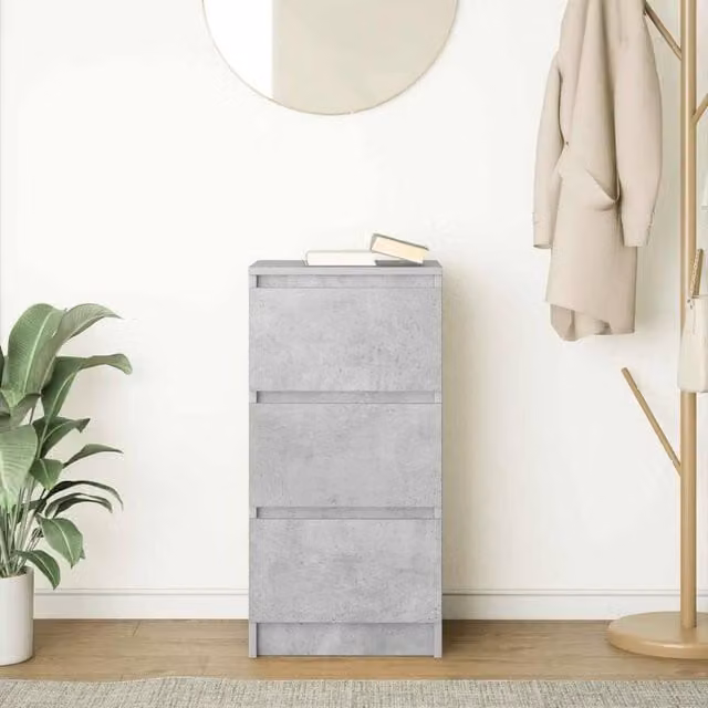 Berkfield Home Sideboard in Concrete Grey, W/D/H: 37.5 x 35 x 76 cm – 1