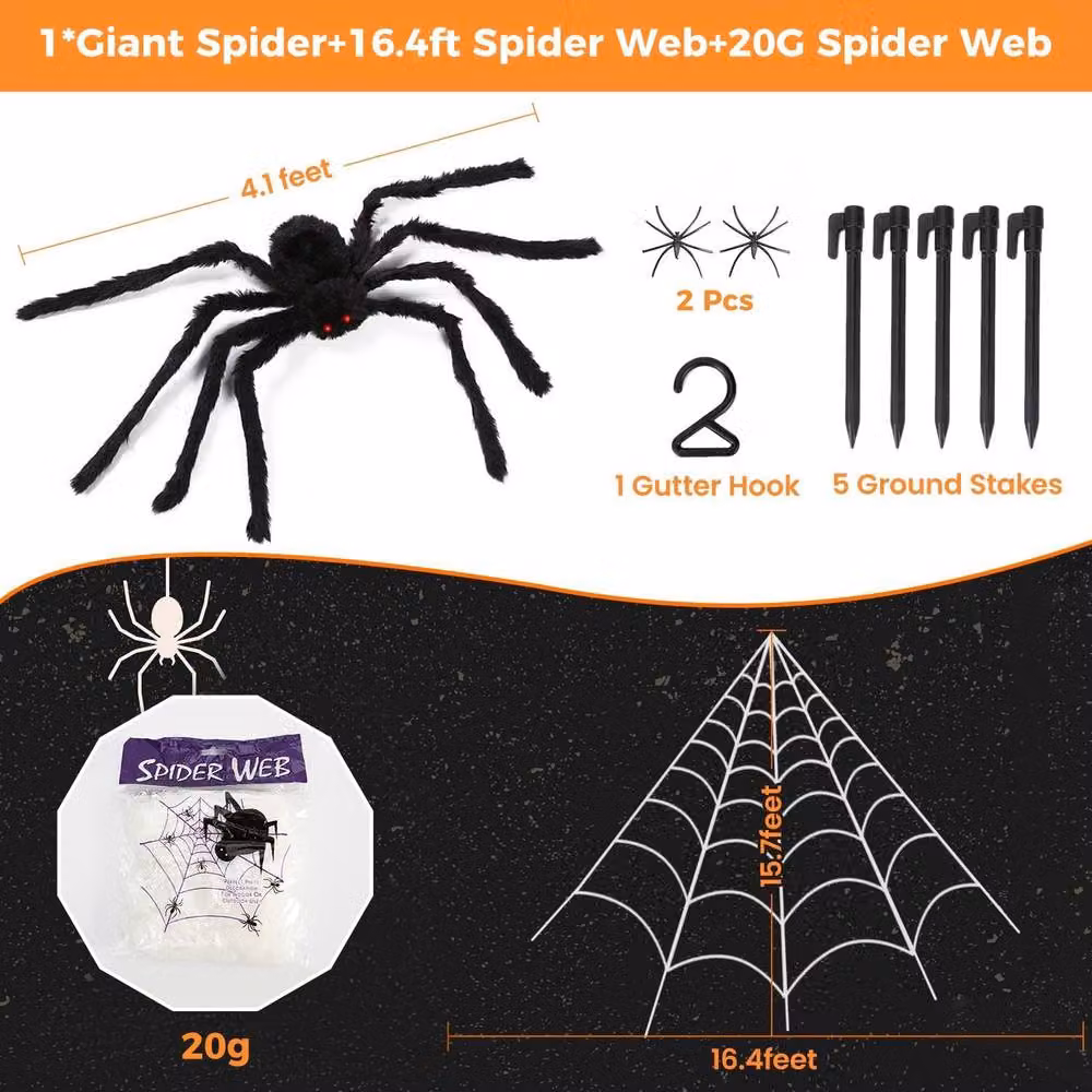 Garwarm Halloween Hanging Spider for Indoor and Outdoor Decor in Black, Red and Multicolour – 3