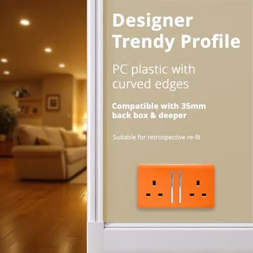 Trendi Switch 2 Gang 13 Amp Flush Switched Socket in Orange – 4