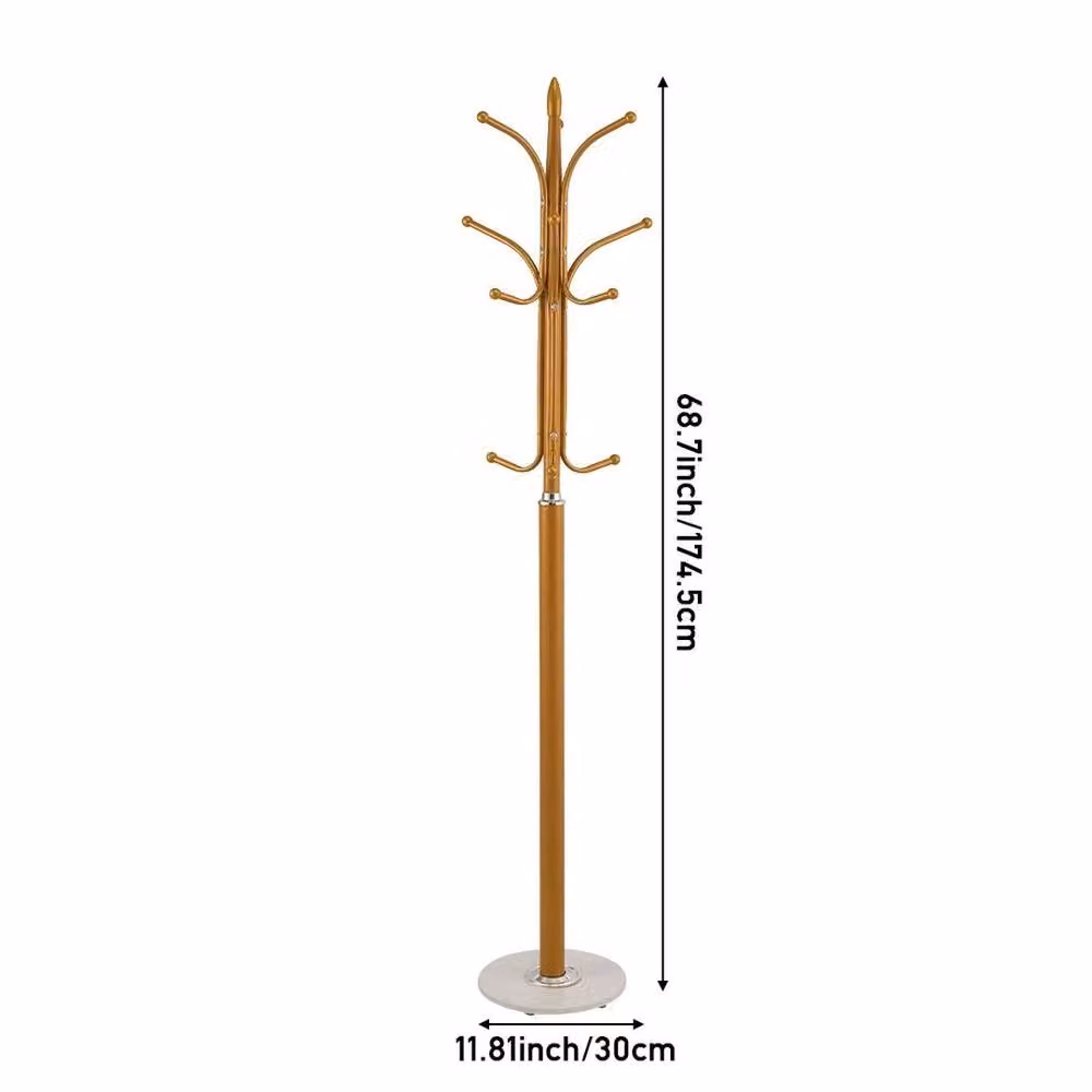 EONLION Gold Metal Hat Coat Stand and Umbrella Holder with Stone Base – 2