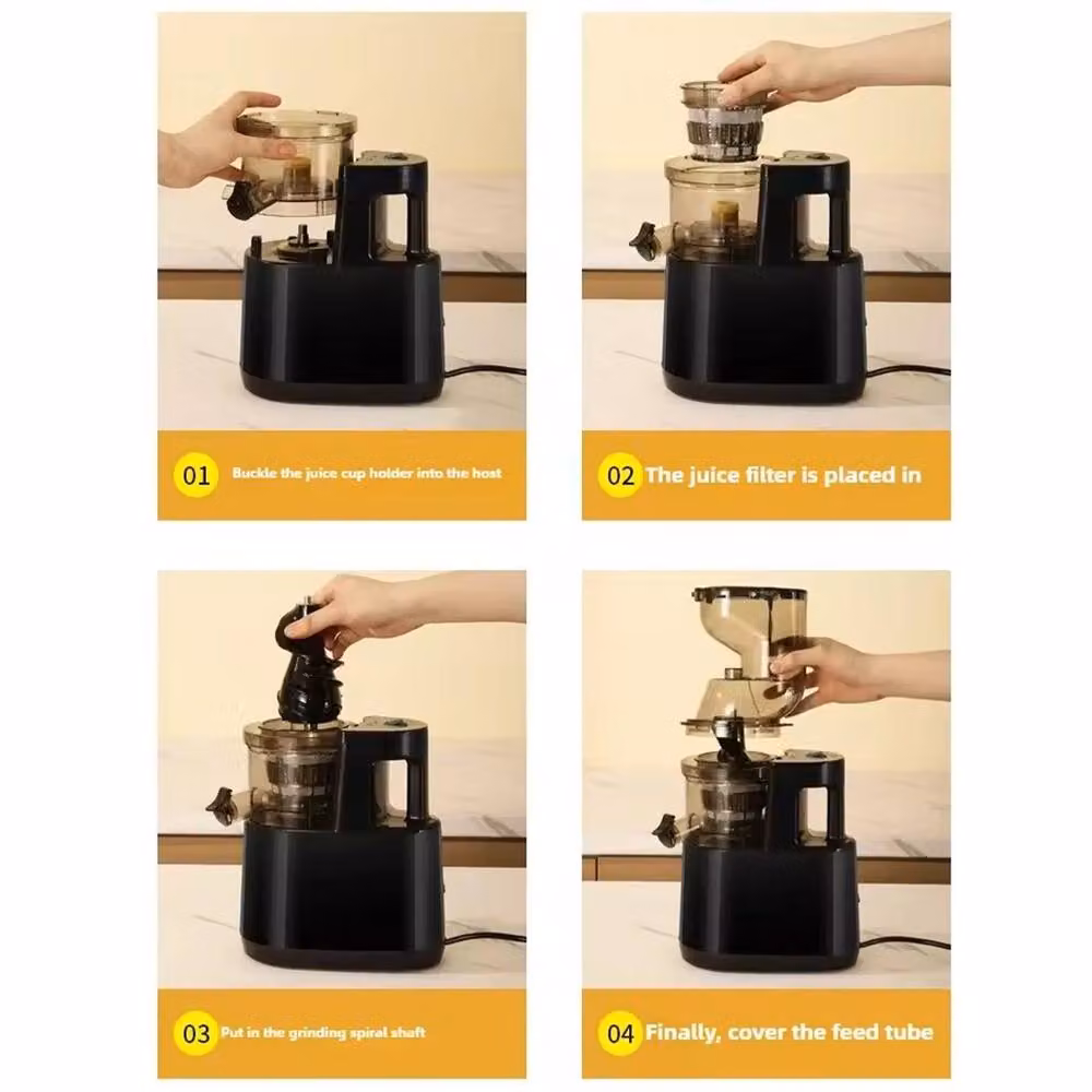 VOGREX Slow Masticating Electric Juicer with Pulp Cup in Black – 6