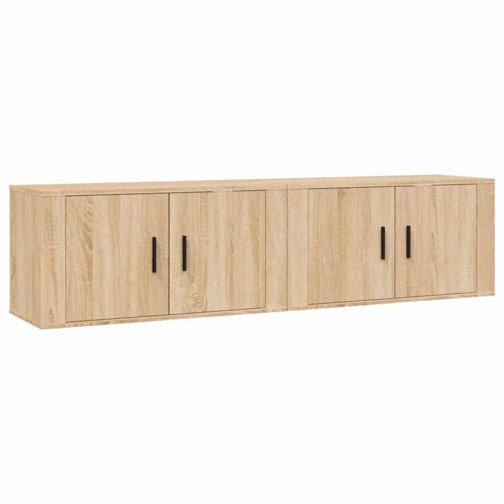 Berkfield Home Set of 2 Wall-mounted TV Cabinets in Sonoma Oak Brown, W/D/H: 80 x 34.5 x 40 cm – 2