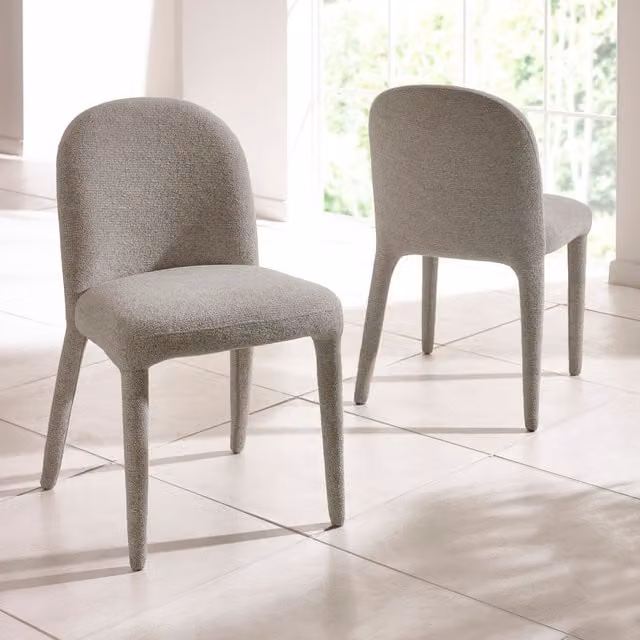 Julian Bowen Set of 2 Holly Grey Bouclé Upholstered Dining Chairs