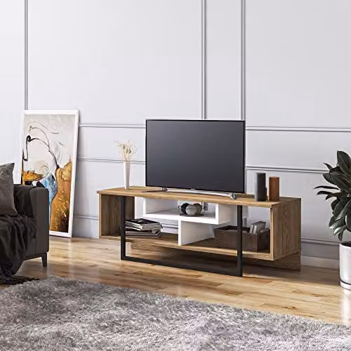 Decorotika Asal Media Unit for 55-Inch TVs, Black and White, W/D/H: 120 x 35 x 40 cm – 4