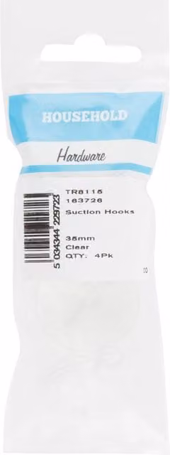 Hiatt Transparent Suction Hook Pack, 2 cm