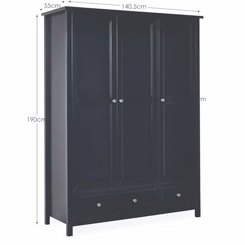 Julian Bowen Maine 3 Door Wardrobe with Drawers and Shelving, Anthracite – 2