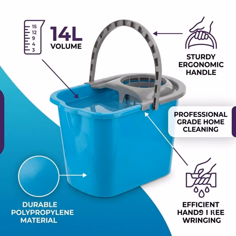 Bedsland 14 Litre Mop Bucket with Easy Wringer System in Blue – 2