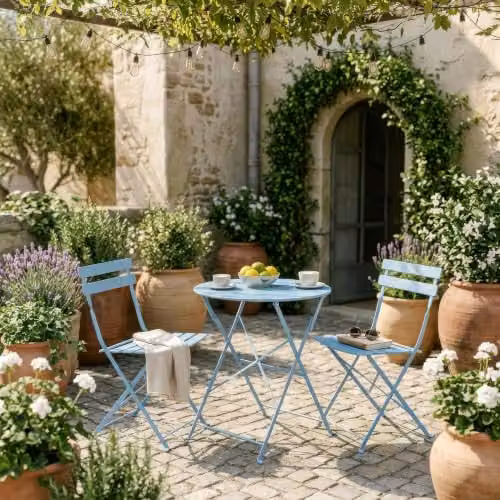 Harbour Housewares 2 Seater Bistro Garden Furniture Set in Blue – 2