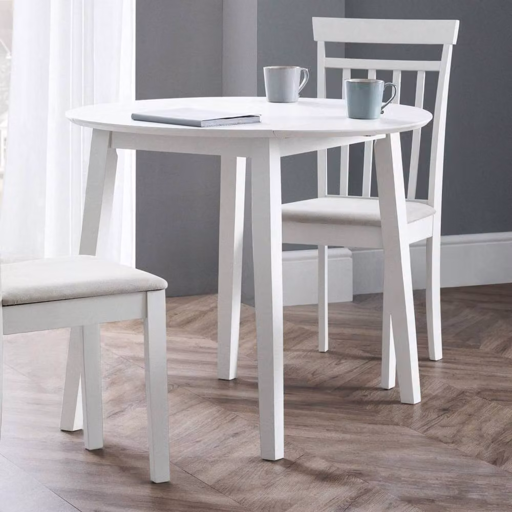 Cheshire Premium Coast Round White Lacquered Drop Leaf Dining Table, Diameter: 90 cm – 2
