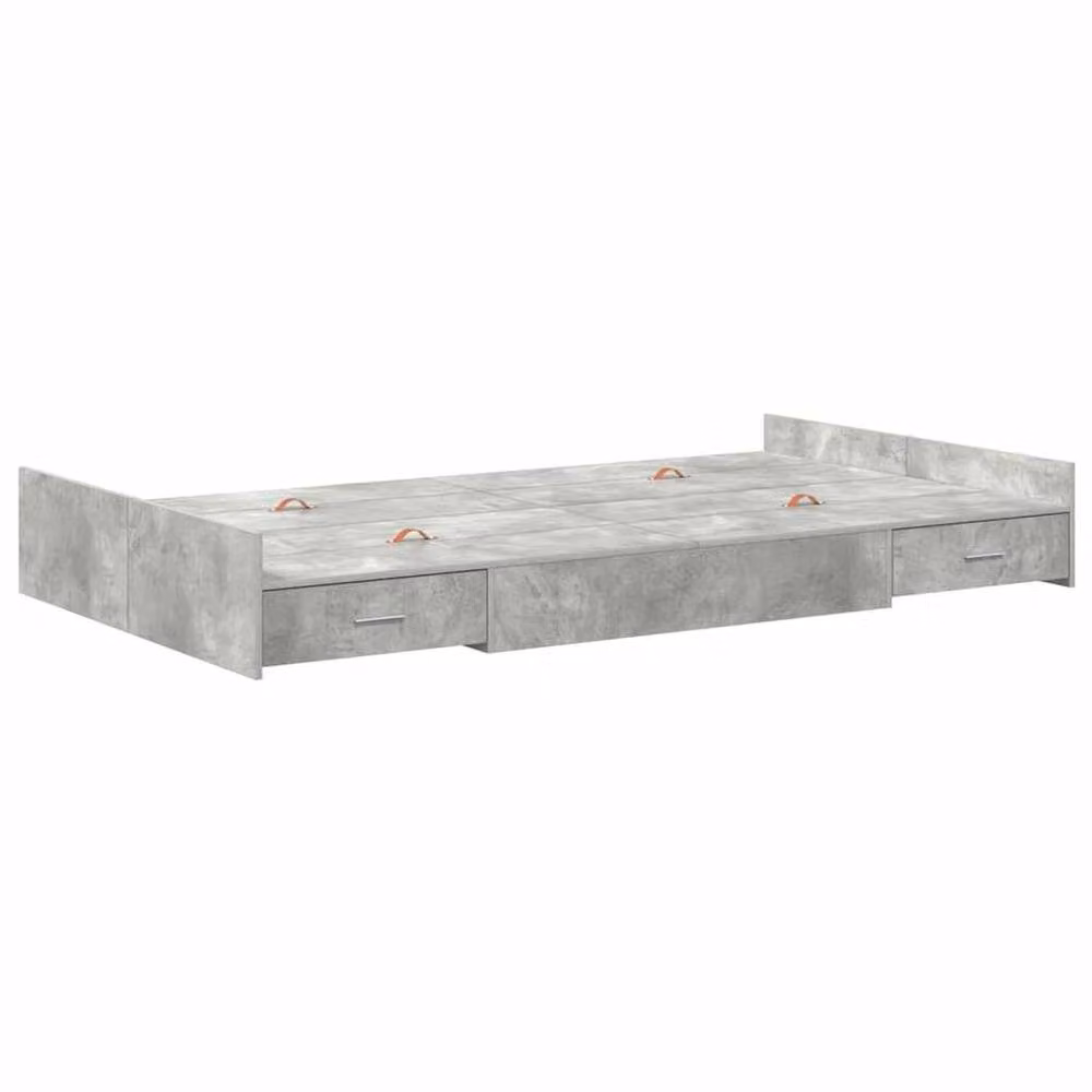 Berkfield Home Modern Storage Bed Frame in Concrete Grey, W/D/H: 120 x 200 cm – 2