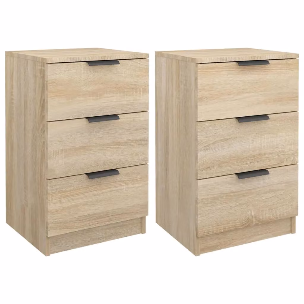 Berkfield Home Set of 2 Modern Bedside Cabinets in Sonoma Oak Brown, W/D/H: 40 x 36 x 65 cm – 2