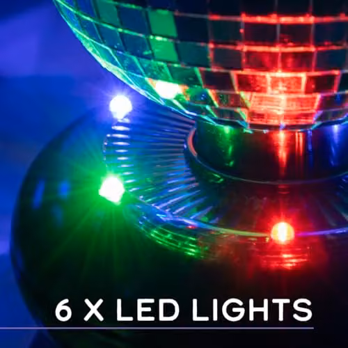 Global Gizmos 45869 Mini LED Disco Ball, Silver USB Powered Mirror Ball for Tabletop and Childrens Rooms – 4