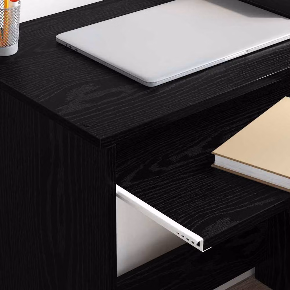 Berkfield Home Black Oak Computer Desk in Black MDF and Engineered Wood – 4