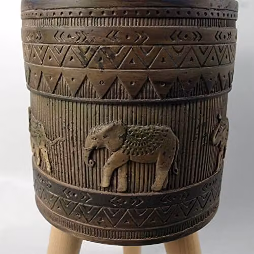 Leaf Zandi Elephant Extra Large Cachepot Planter, Brown Wood and Plastic, W/D/H: 40 x 40 x 21.5 cm – 2
