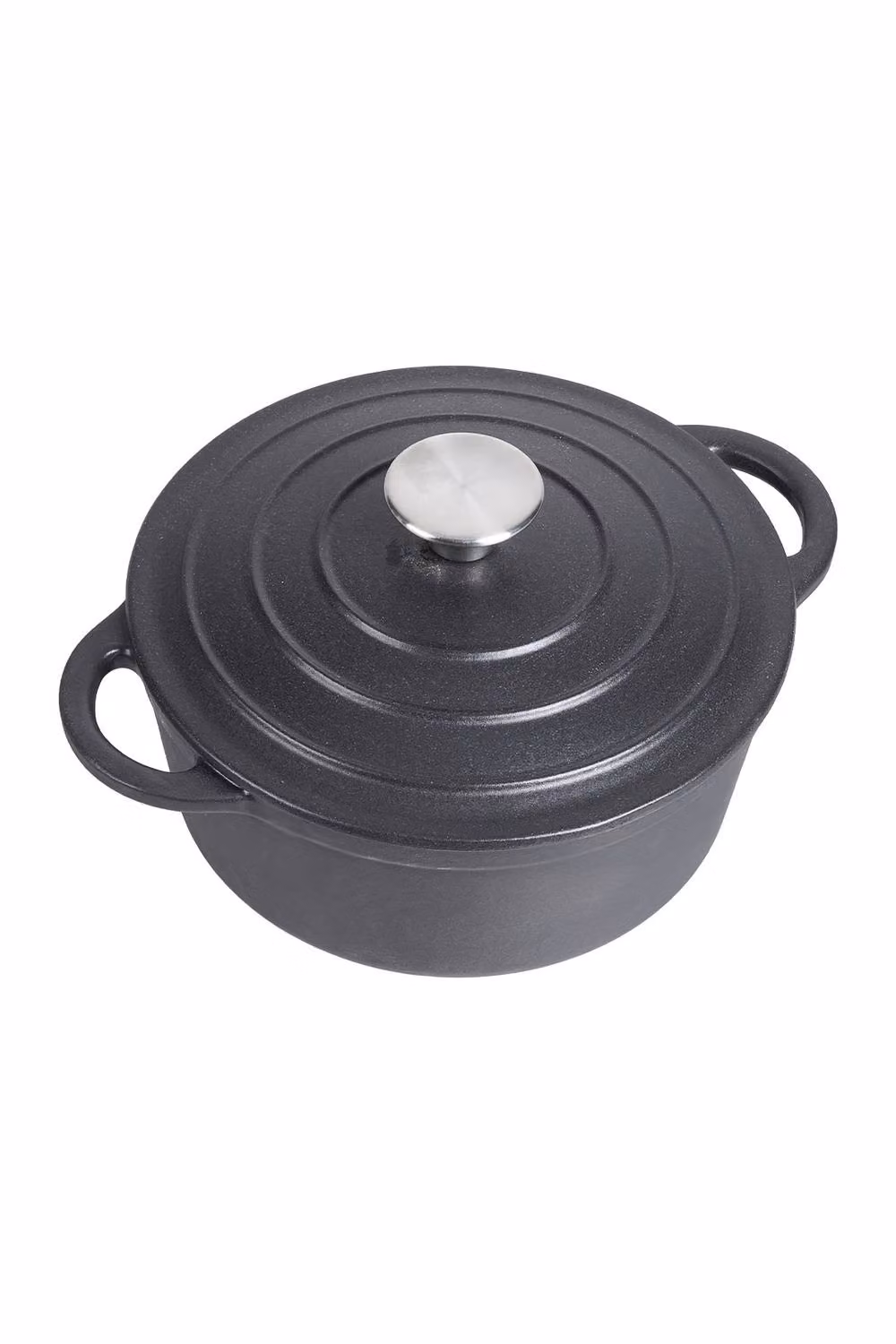Garden Sanctuary Black Enamelled Cast Iron Dutch Oven Casserole Pot with Lid, 2.7 l – 2
