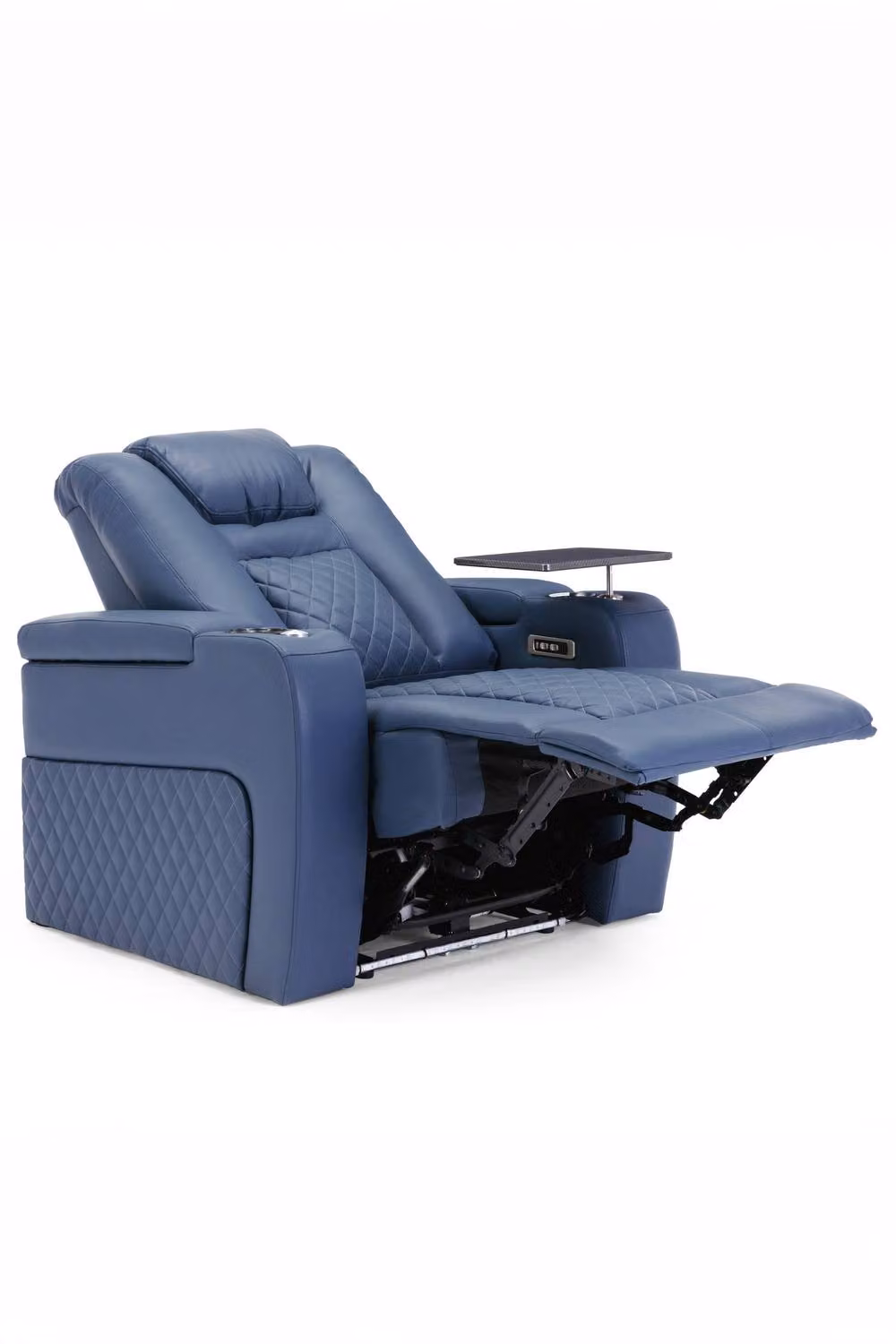 More4Homes Broadway Cinema Electric Recliner Chair with USB Charging, LED Base and Tray in Blue – 2