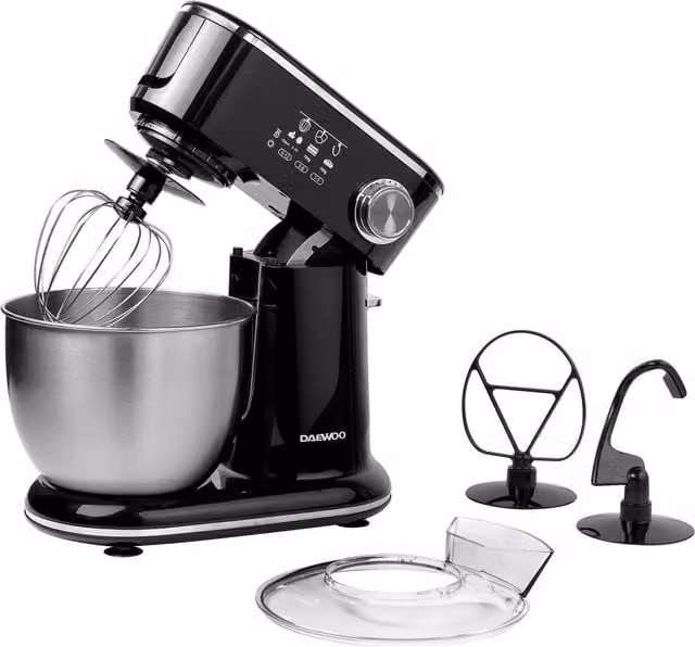 Daewoo 1000W Stand Mixer in Black with Stainless Steel Bowl and Whisk – 1