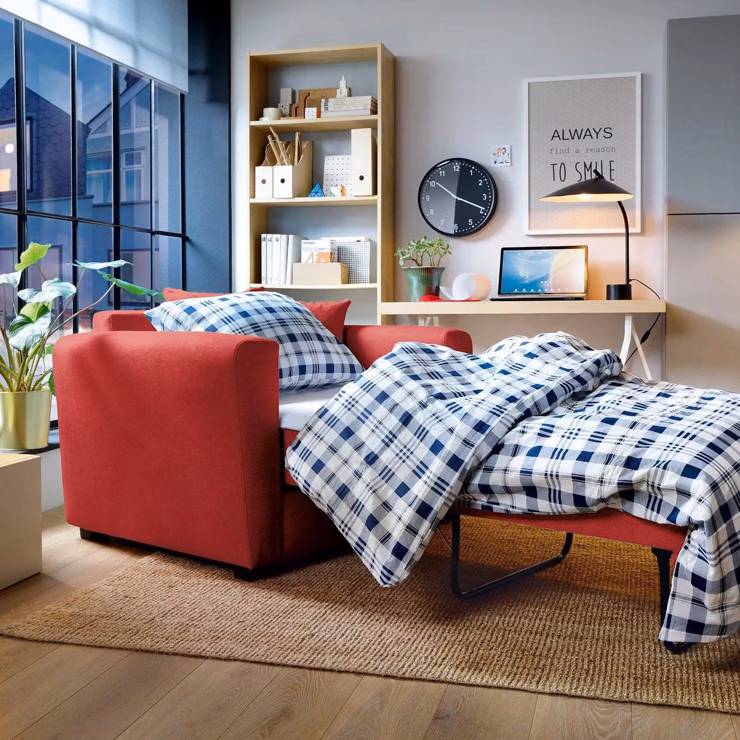 Abakus Direct Olly Single Sofa Bed in Red Linen – 3