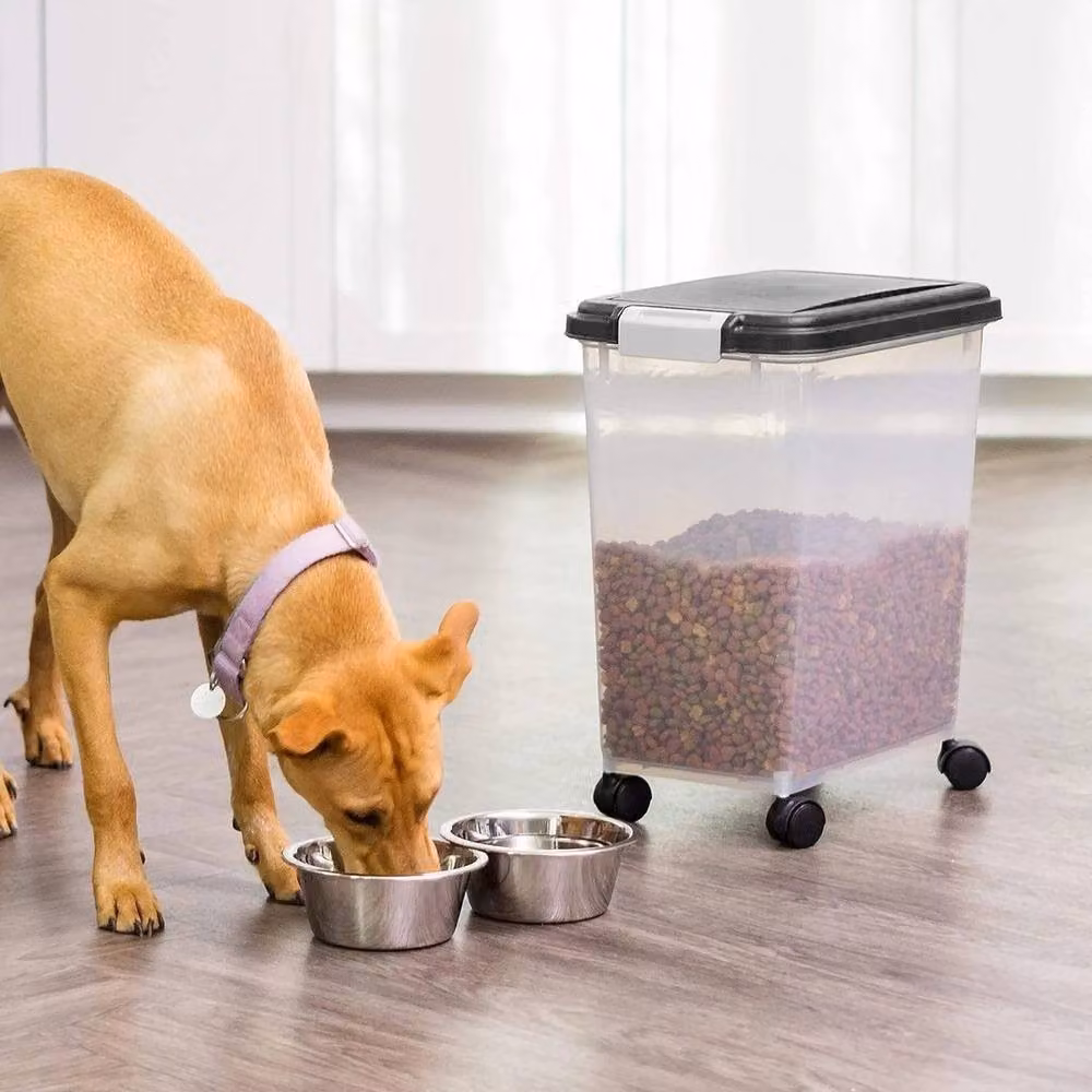 NESTLUNE Airtight Wheeled Plastic Pet Food Storage Bin, Grey, 15 kg, W/D/H: 100 x 100 x 100 cm – 3