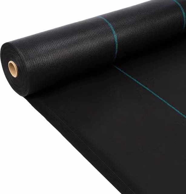 Keplin Heavy Duty Black Plastic Weed Control Membrane for Ornamental and Vegetable Gardens, W: 2 m, L: 50 m