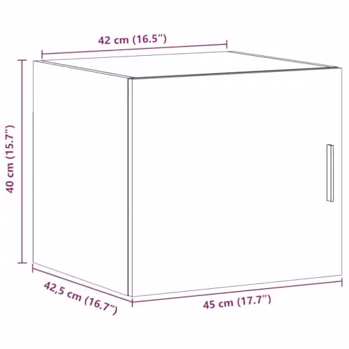 vidaXL Modern Wall Cabinet in Grey MDF with Hinged Doors, W: 45 cm, H: 42.5 cm, D: 40 cm – 3