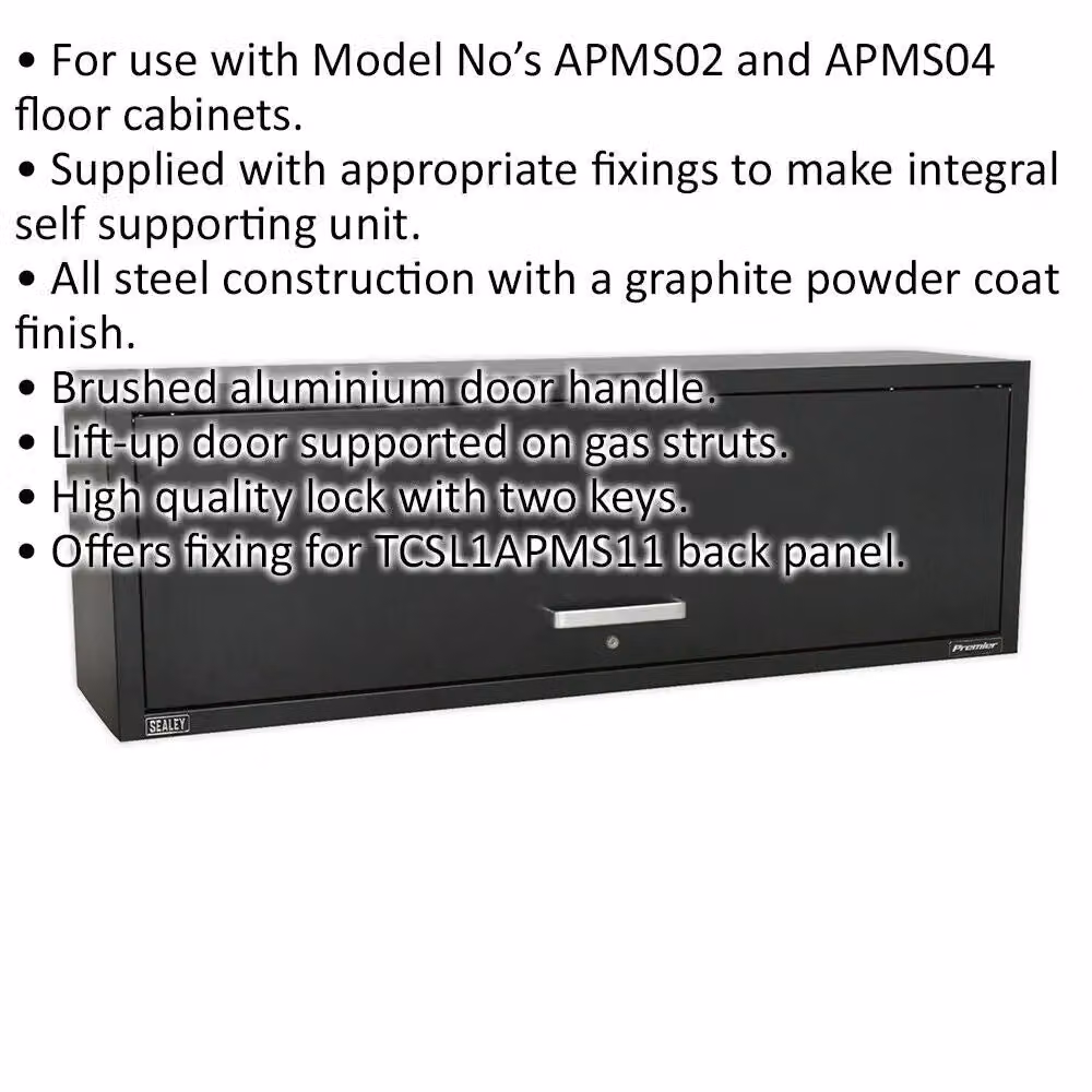 Loops Heavy Duty Modular Wall Cabinet with Lock and Lift-Up Door, W/D/H: 155 x 38 x 51 cm, Grey/Black/Multicolour – 2