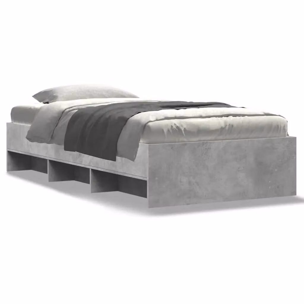 Berkfield Home Bed Frame in Concrete Grey, Engineered Wood, W/D/H: 90 x 200 cm – 2