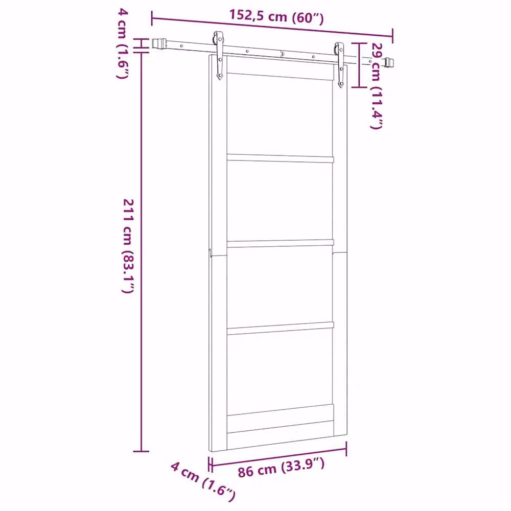 Berkfield Home Orkdal Solid Wood Pine Sliding Door with Hardware Set in Beige – 2