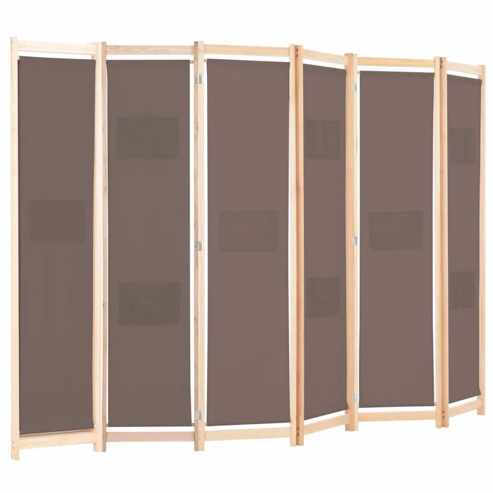 Berkfield Home 6-Panel Fabric Room Divider in Brown, W/H/D: 240 x 170 x 4 cm – 2