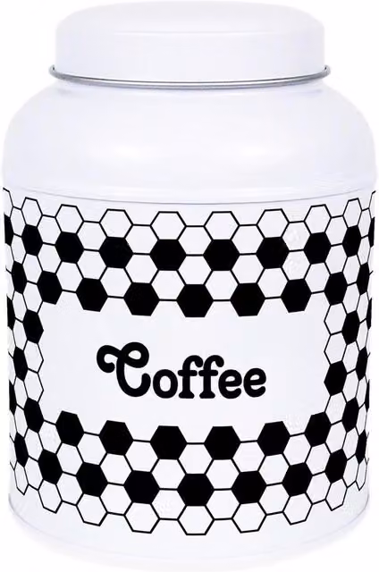 Purely Home Geometric Hexagon Metal Tea Canister with Small Dommed Lid in Black or White