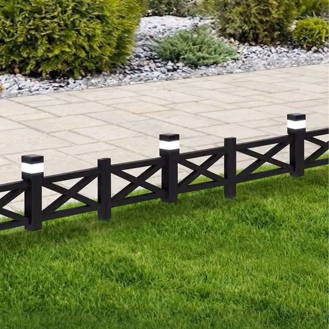 Sunjoy Cromwell Black Steel Solar Lattice Fence Panels, 5-pack