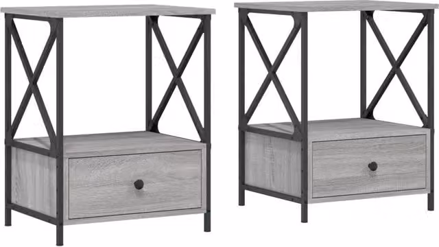 Berkfield Home Set of 2 Grey Sonoma Bedside Tables, W/D/H: 50 x 41 x 65 cm – 1