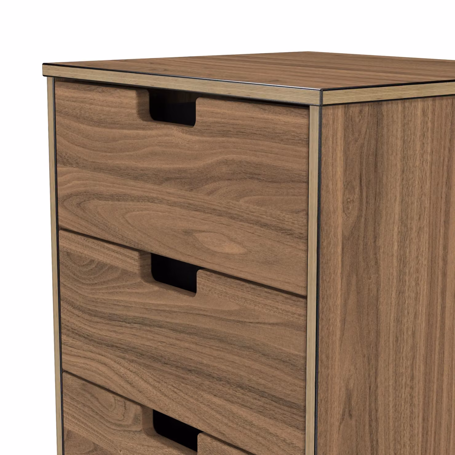 Ready Assembled 2 U Taiwan 5 Drawer Tall Bedside Chest in Walnut – 3