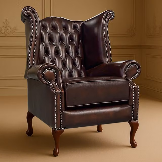Somnior Beds Ltd Brown Leather Chesterfield Armchair