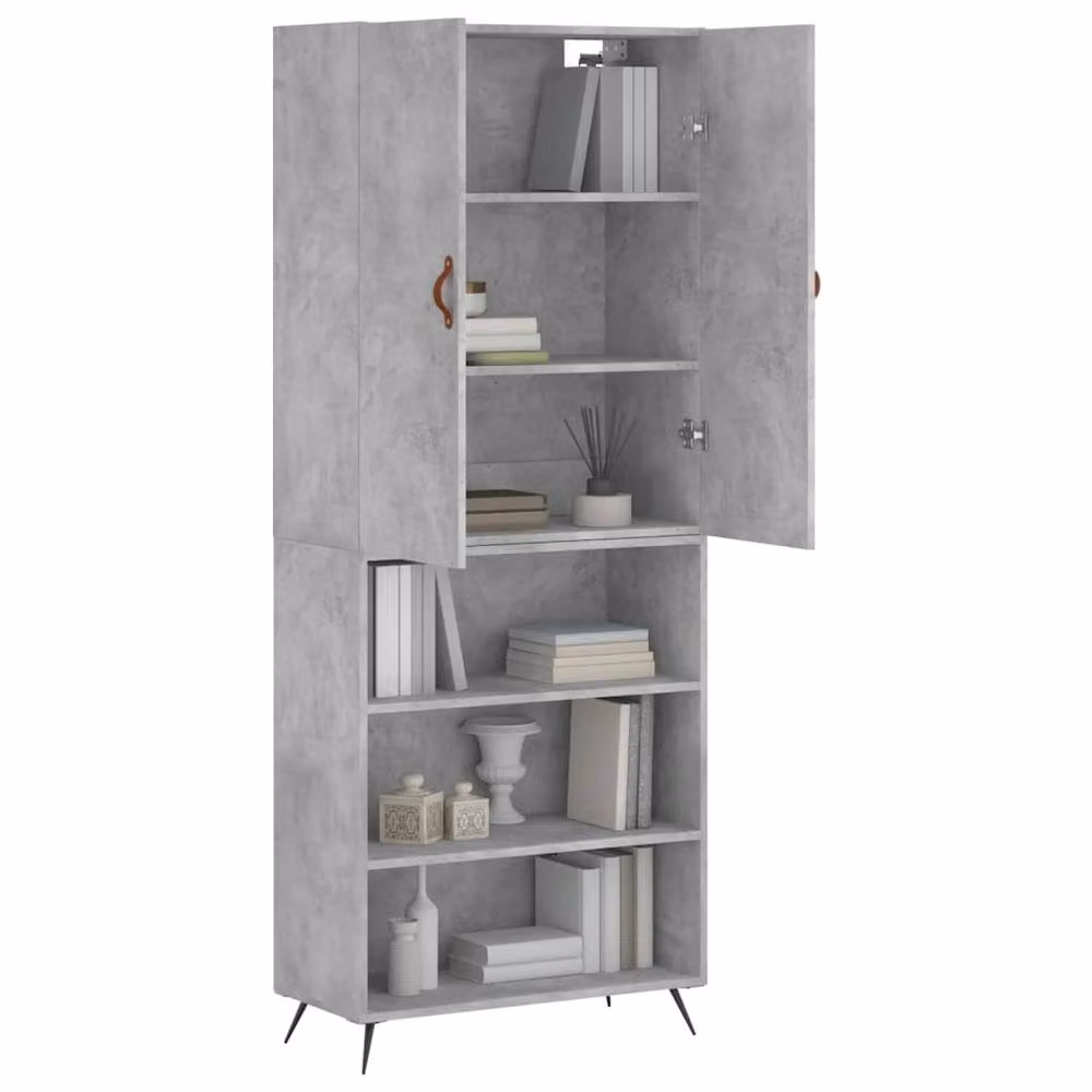 Berkfield Home Highboard in Concrete Grey, W: 69.5 cm, D: 34 cm, H: 180 cm – 2