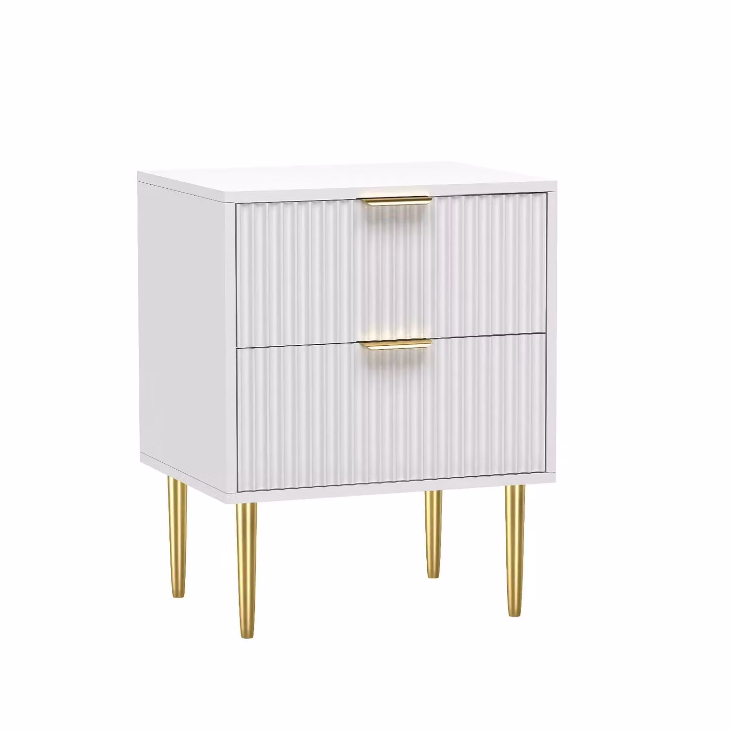 Hygrad Modern White Bedside Table with 2 Drawers and Gold Handles – 2