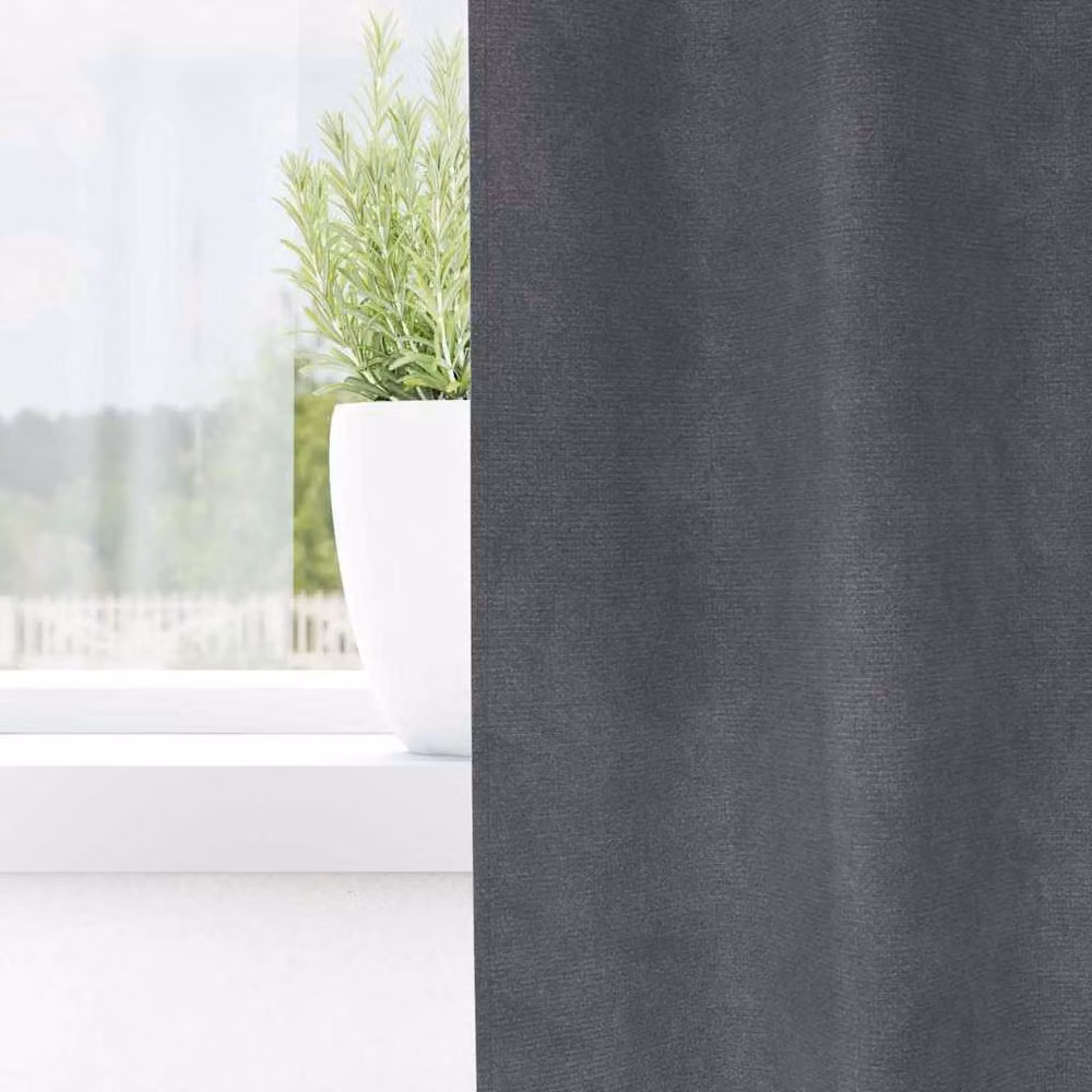 Berkfield Home Blackout Velvet Eyelet Curtains, 2 Pack, Grey – 3