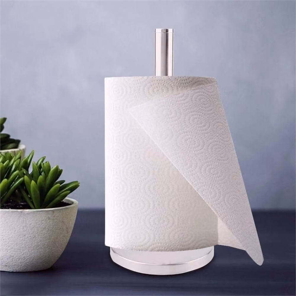 Nordara Silver Stainless Steel Freestanding Kitchen Roll Holder with Weighted Non-Slip Base – 2