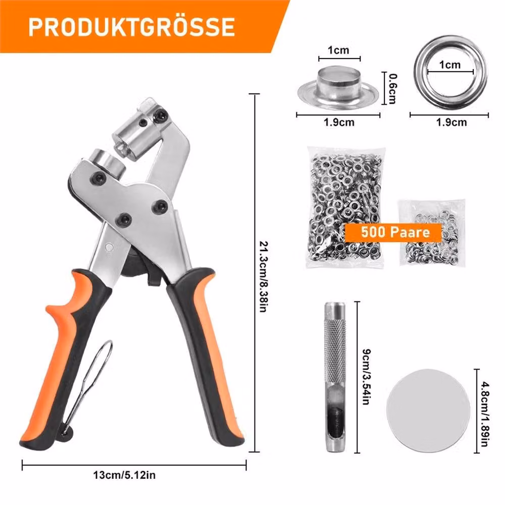 Nordara 10mm Magnetic Eyelet Pliers Tool Kit with 500 Eyelets Craft Kit in Orange – 2